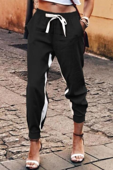 Μοντέρνο casual παντελόνι Frieda με λάστιχο, μαύρο