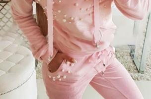 Σετ αθλητικής φόρμας με μαργαριτάρια Tinsely, ανοιχτό ροζ