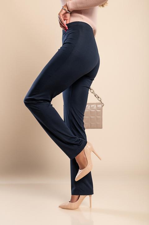  Κομψό μακρύ ίσιο παντελόνι Aila, σκούρο μπλε