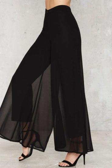 Κομψό μακρύ παντελόνι Veronna, μαύρο