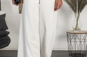 Κομψό μακρύ παντελόνι Veronna, λευκό