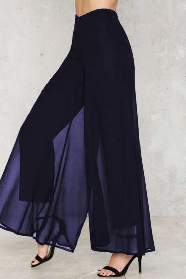 Κομψό μακρύ παντελόνι Veronna, σκούρο μπλε
