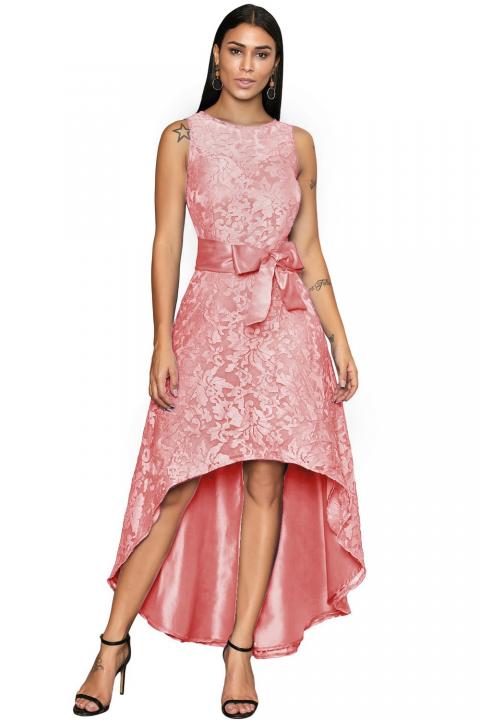 Κομψό μίνι αμάνικο φόρεμα Suzan με όμορφη δαντέλα, ροζ
