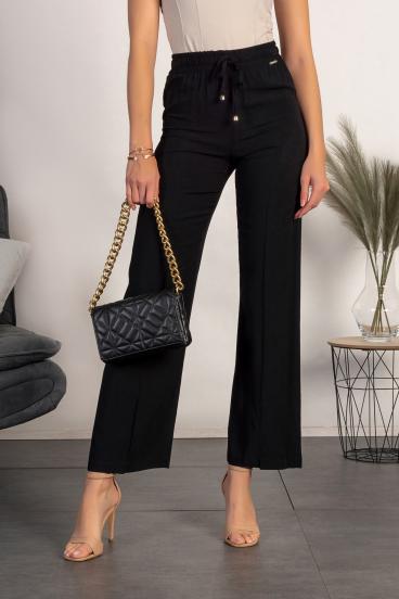 Κομψό παντελόνι με ίσιο κόψιμο Amarga, μαύρο