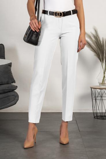 Κομψό μακρύ παντελόνι Tordina με ίσιο κόψιμο, λευκό