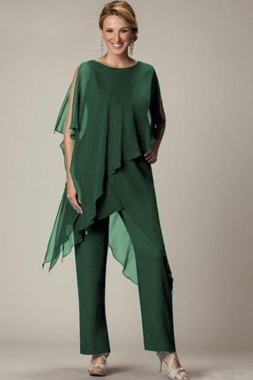 Σετ κομψό τουνίκ με  μακρύ παντελόνι Claudette, πράσινο