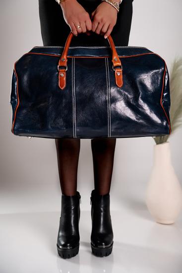 Τσάντα από φυσικό δέρμα Ella, σκούρο μπλε