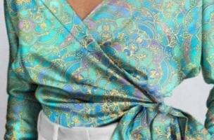 Κομψή μπλούζα με στάμπα Roveretta, γαλάζιο