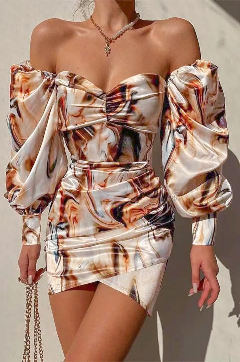 Κομψό μίνι φόρεμα με σχέδιο Giordanna, κρεμ