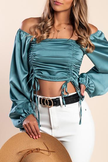 Κομψό crop top Livenza, μέντα