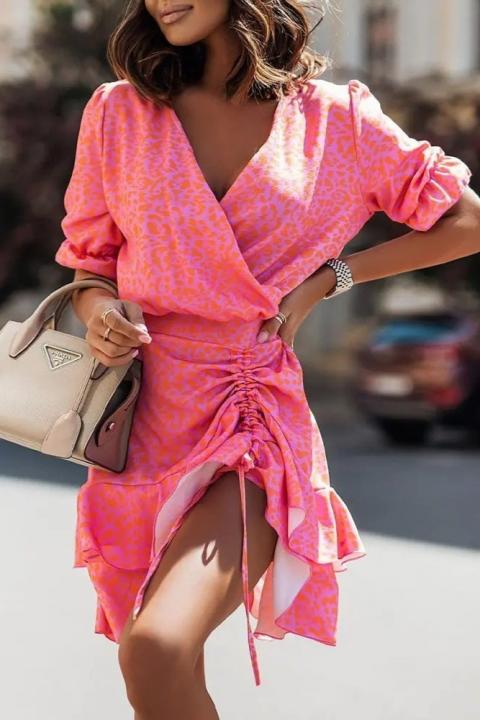 Κομψό μίνι φόρεμα Tamba με στάμπα, ροζ