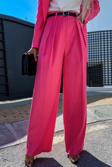 Κομψό μακρύ παντελόνι Agora με φαρδύ μπατζάκι, ροζ