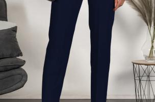 Κομψό μακρύ παντελόνι Tordina με ίσιο κόψιμο, σκούρο μπλε