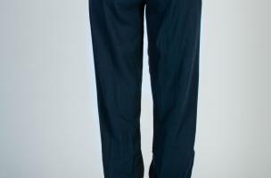 Φαρδύ λινό παντελόνι με τσέπες Amory, σκούρο μπλε