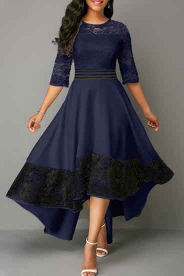 Bianca κομψό φόρεμα με δαντέλα, σκούρο μπλε