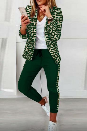 Nunzia παντελόνι-σακάκι με σχέδιο, σκούρο πράσινο