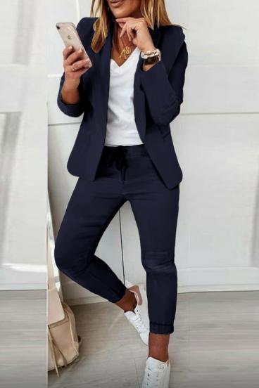 Κομψό κουστούμι Estrena σετ σακάκι-παντελόνι, σκούρο μπλε