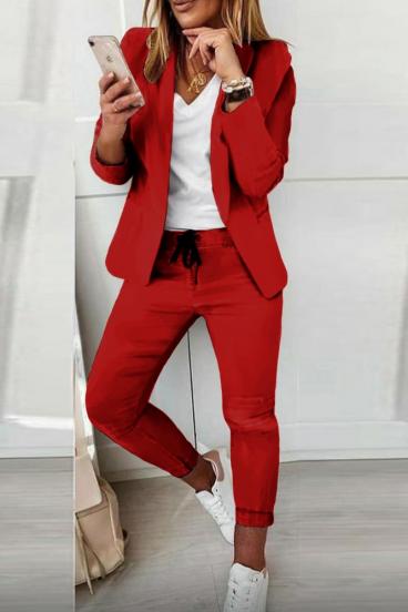 Κομψό κουστούμι Estrena σετ σακάκι-παντελόνι, κόκκινο