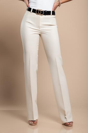Κομψό μακρύ παντελόνι με ίσιο κόψιμο 4704PANTS, μπεζ
