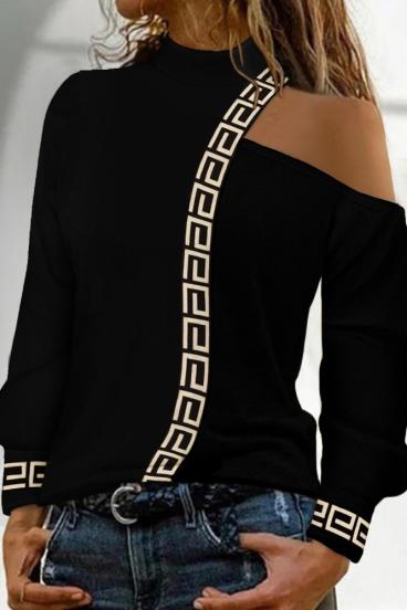 Μπλουζάκι με γεωμετρική στάμπα Nelyna, μαύρο