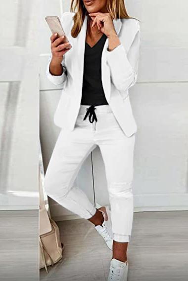 Κομψό κουστούμι Estrena σετ σακάκι-παντελόνι, λευκό