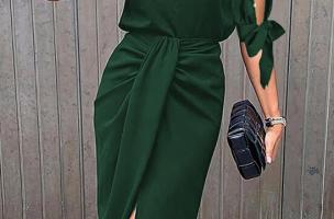Κομψό μίντι φόρεμα Peppina με χάντρες, πράσινο