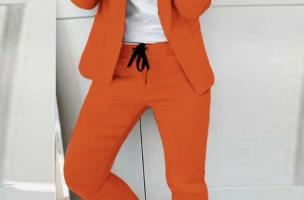 Κομψό κουστούμι Estrena σετ σακάκι-παντελόνι, πορτοκαλί