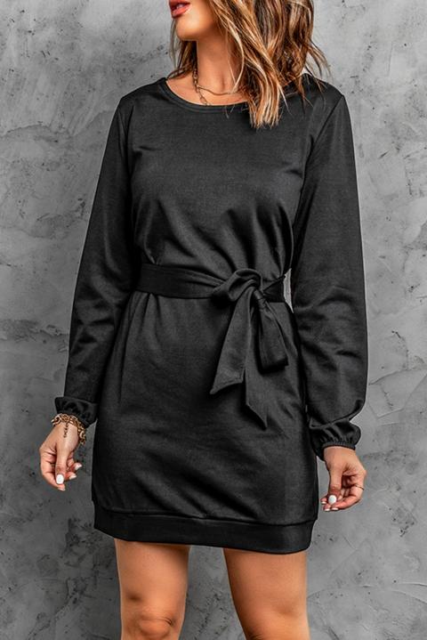 Κομψό μίνι φόρεμα Ortona με φαρδιά μανίκια και φιόγκο, μαύρο