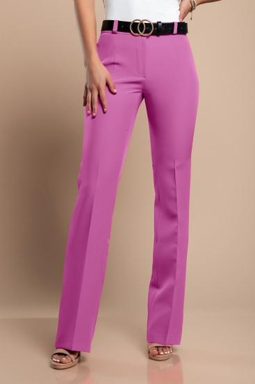 Κομψό μακρύ παντελόνι με ίσιο κόψιμο 4704PANTS, ροζ