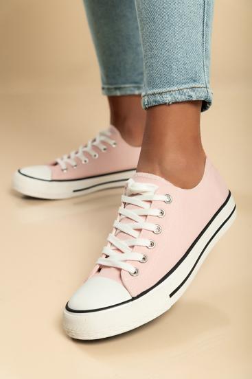 Μοδάτα αθλητικά παπούτσια από ύφασμα 8594D, παστέλ ροζ