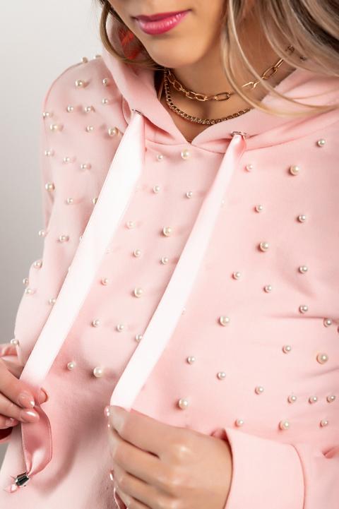 Σετ αθλητικής φόρμας με μαργαριτάρια Tinsely, ανοιχτό ροζ
