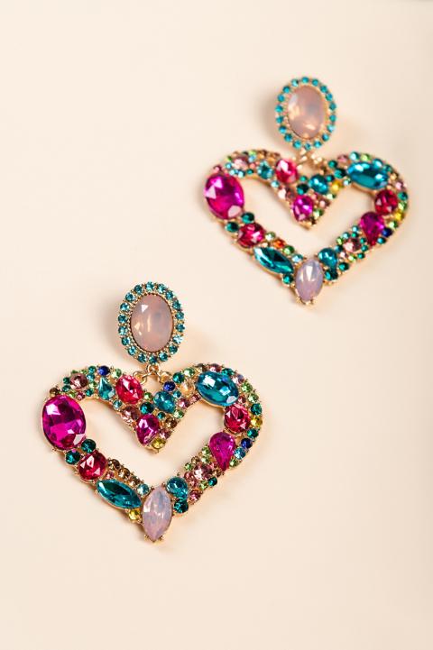 Κομψά σκουλαρίκια σε σχήμα καρδιάς, ART354, ασημί χρώμα