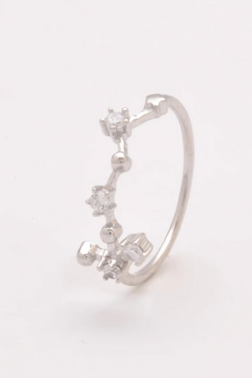 Ασημένιο δαχτυλίδι με διακοσμητικά διαμάντια, ART498 - SCORPIO, ασημί χρώμα