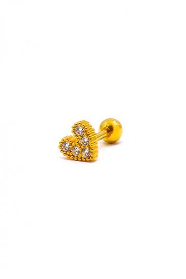 Κομψό μίνι σκουλαρίκι σε σχήμα καρδιάς, ART1008, χρυσό χρώμα