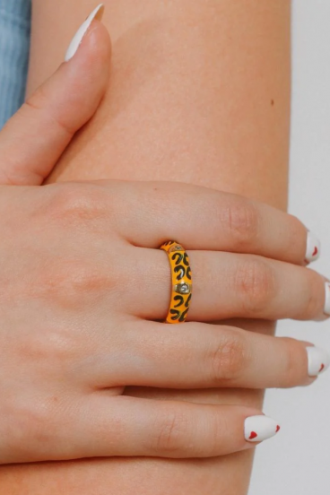 Δαχτυλίδι με στάμπα ART2220, κίτρινο χρώμα