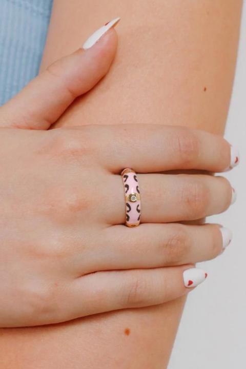 Δαχτυλίδι με στάμπα, ART2218, ροζ χρώμα