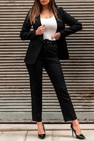Κομψό κουστούμι 18438 σετ σακάκι-παντελόνι, μαύρο