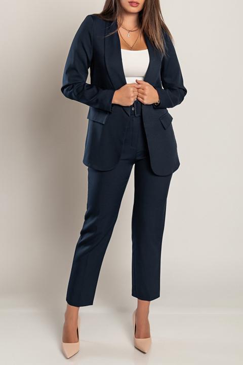 Κομψό κουστούμι 18438 σετ σακάκι-παντελόνι, σκούρο μπλε