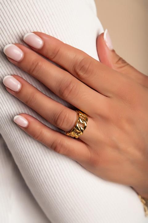 Κομψό δαχτυλίδι με μοτίβο κρίκου αλυσίδας, ART2110, χρυσό χρώμα
