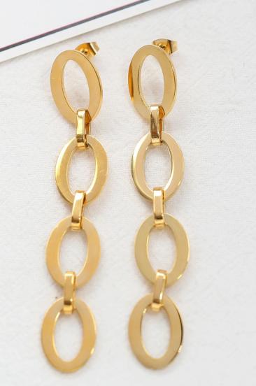 Κομψά, μακριά σκουλαρίκια από κρίκους αλυσίδας, ART2115, χρυσό χρώμα