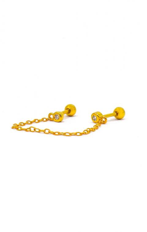 Κομψό μίνι σκουλαρίκι με αλυσίδα, ART860, χρυσό χρώμα