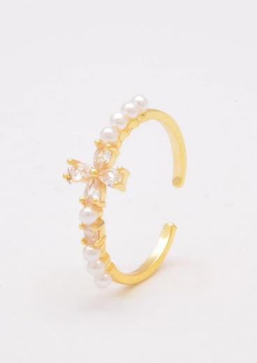 Δαχτυλίδι με faux μαργαριτάρια, ART569, σε χρυσό χρώμα