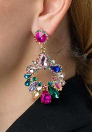 Κομψά σκουλαρίκια με διακοσμητικά διαμάντια, ART1045, πολύχρωμα
