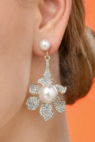 Κομψά σκουλαρίκια με διακοσμητικά διαμάντια ART1042, λευκό