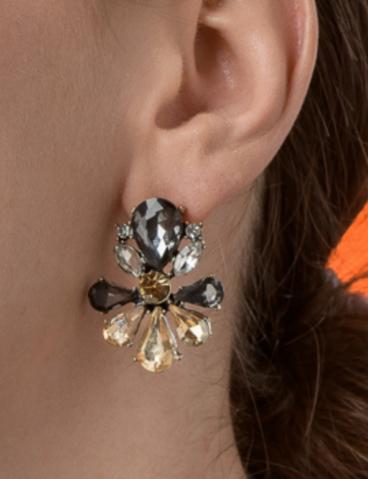 Κομψά σκουλαρίκια με διακοσμητικά διαμάντια ART1041, μαύρα