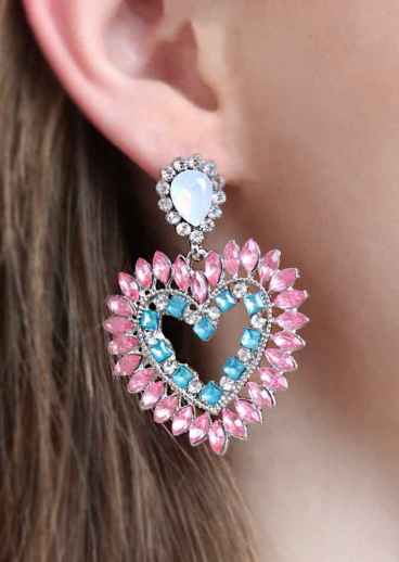 Κομψά σκουλαρίκια με διακοσμητικά διαμάντια ART355, ροζ χρώμα