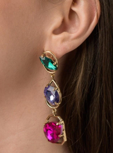 Κομψά σκουλαρίκια με διακοσμητικά διαμάντια ART363, πολύχρωμα