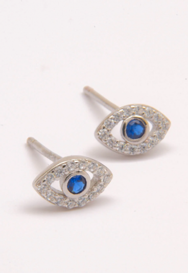 Μίνι ασημένια σκουλαρίκια με διακοσμητικά διαμάντια ART467, ασημί χρώμα