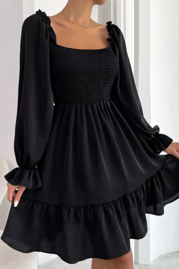 Μίνι φόρεμα με διακοσμητικά στοιχεία 18753, μαύρο
