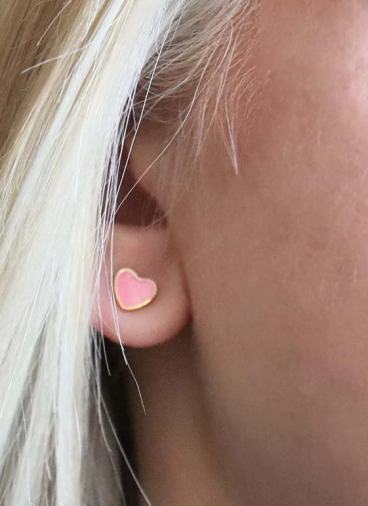 Μίνι σκουλαρίκια σε σχήμα καρδιάς ART560, ροζ χρώμα